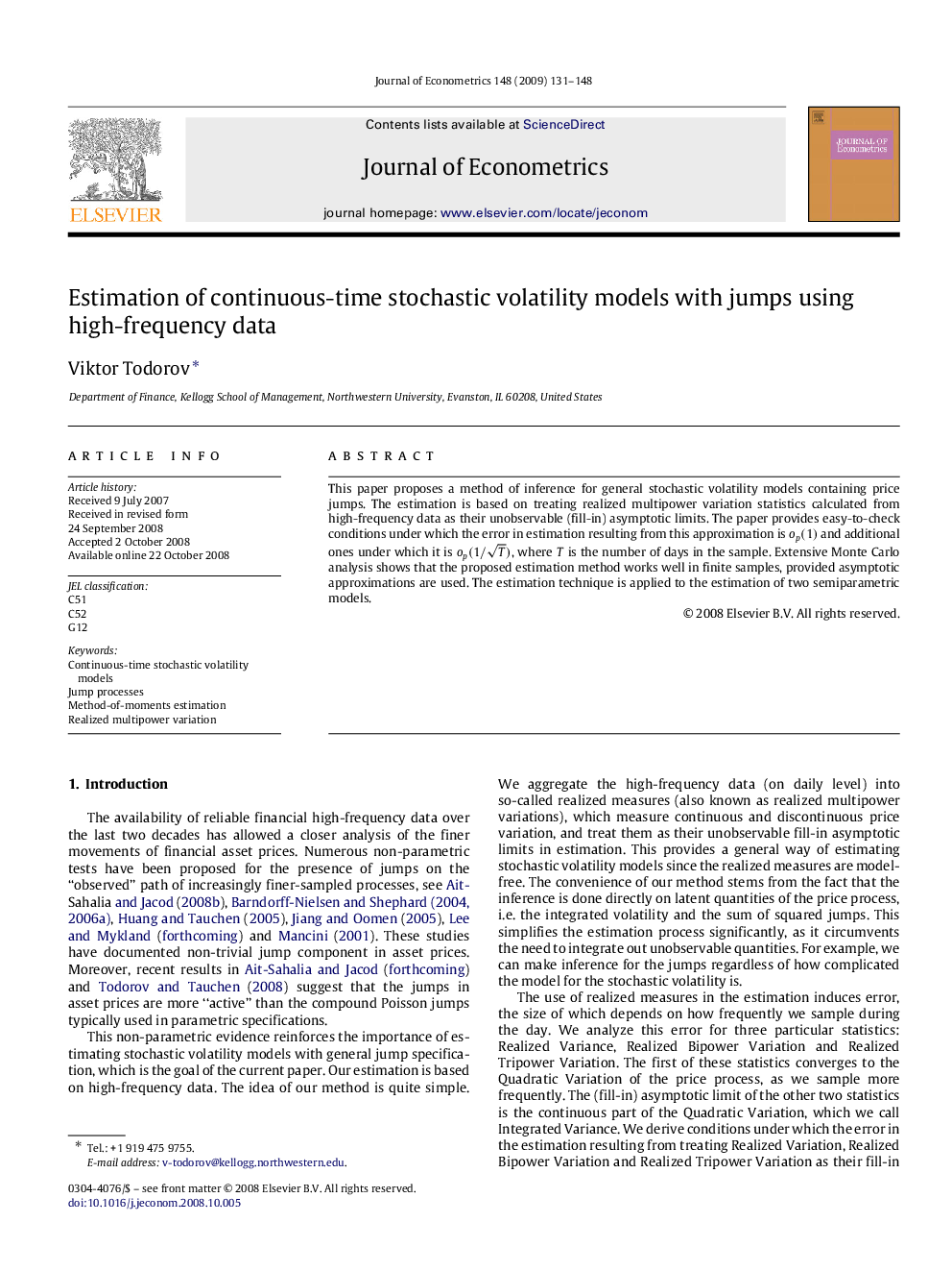 Estimation of continuous-time stochastic volatility models with jumps using high-frequency data