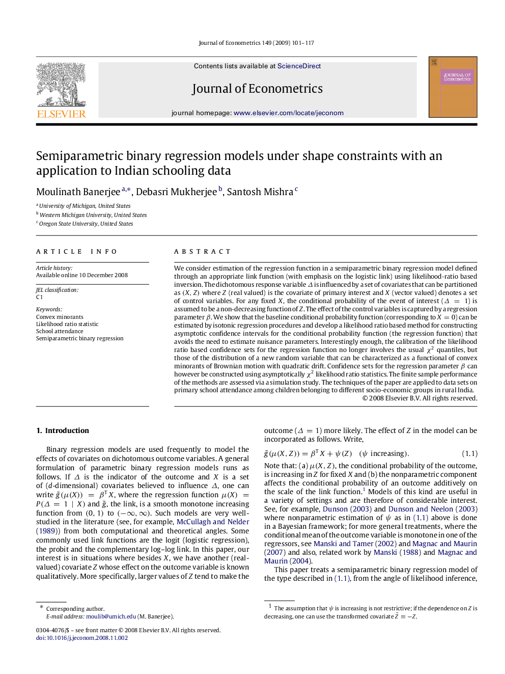 Semiparametric binary regression models under shape constraints with an application to Indian schooling data