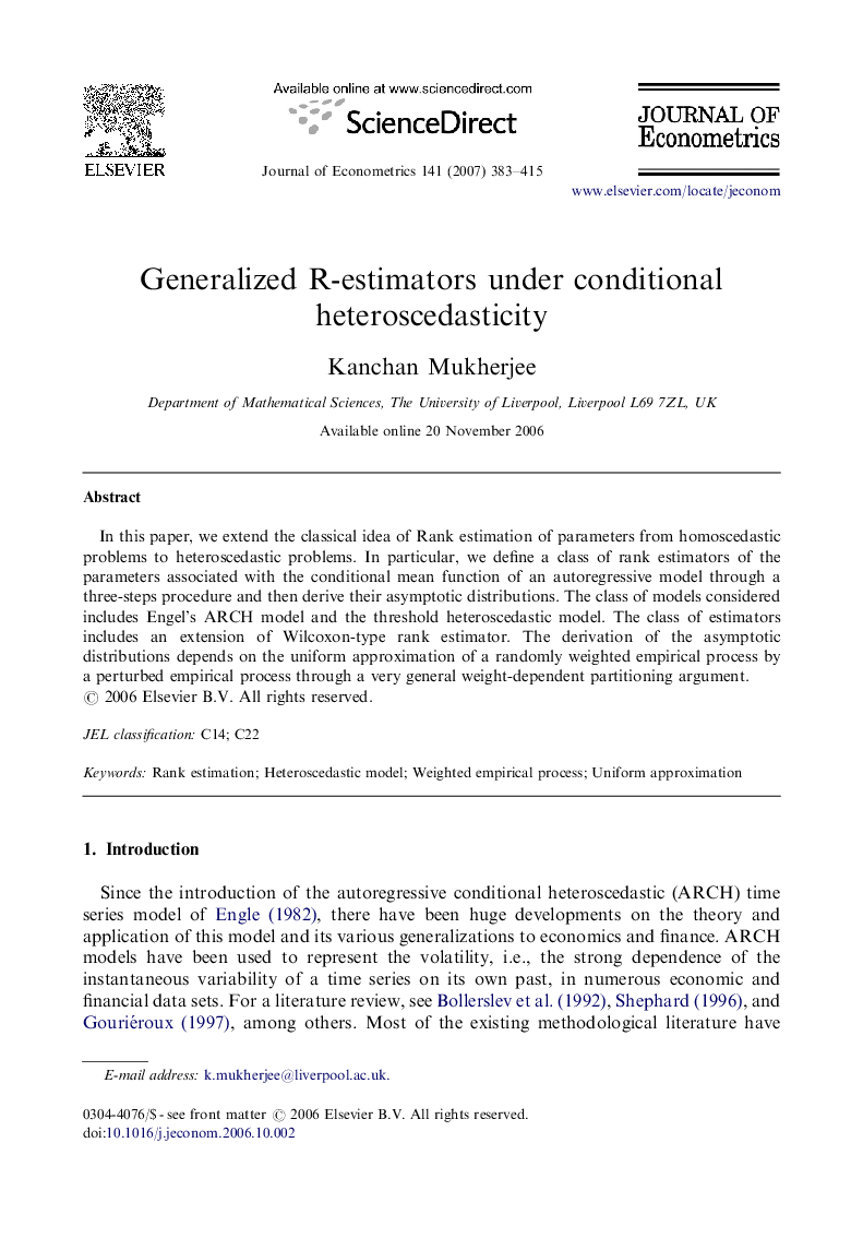 Generalized R-estimators under conditional heteroscedasticity