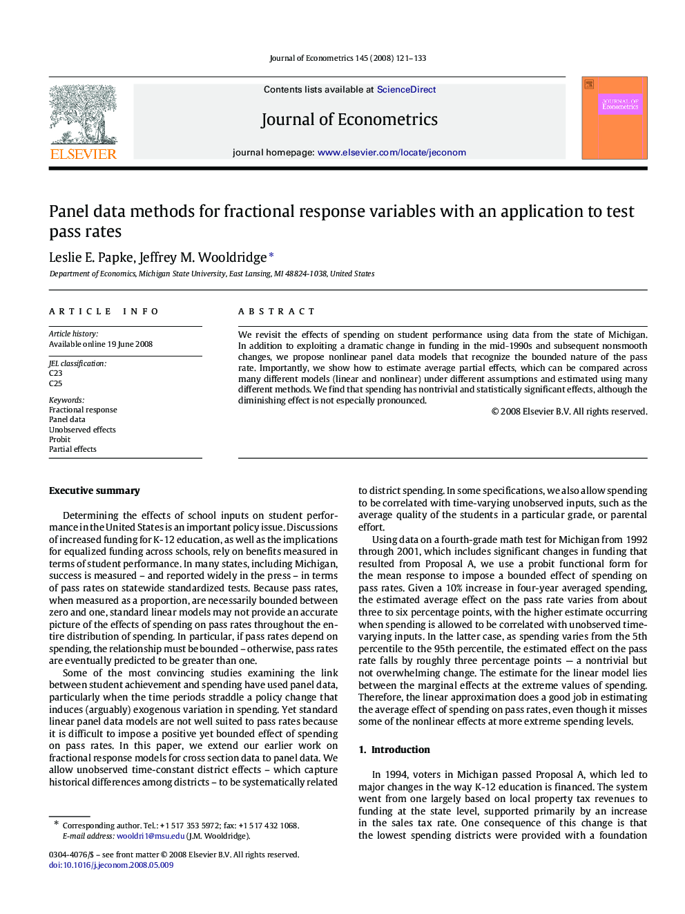 Panel data methods for fractional response variables with an application to test pass rates