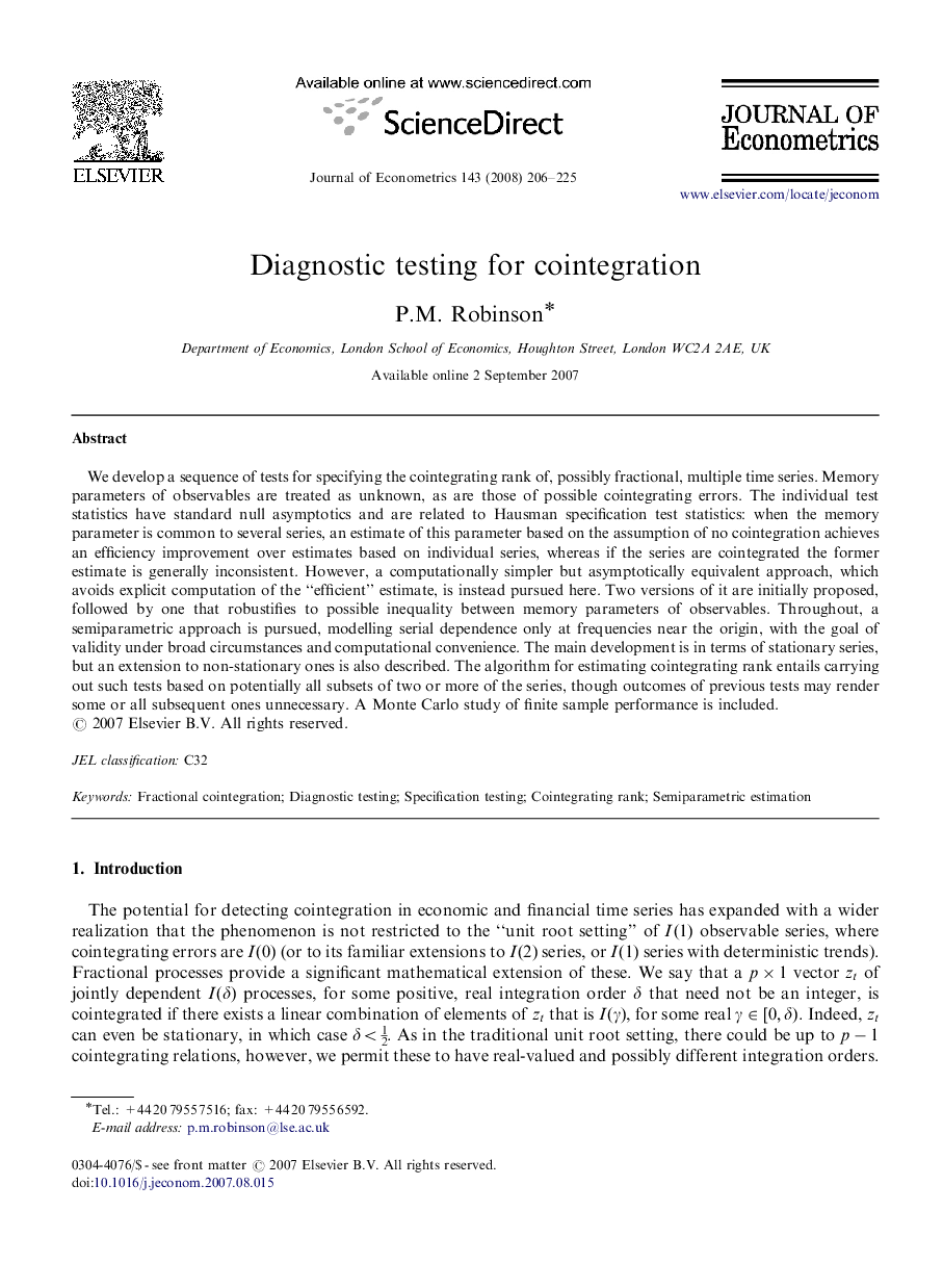 Diagnostic testing for cointegration