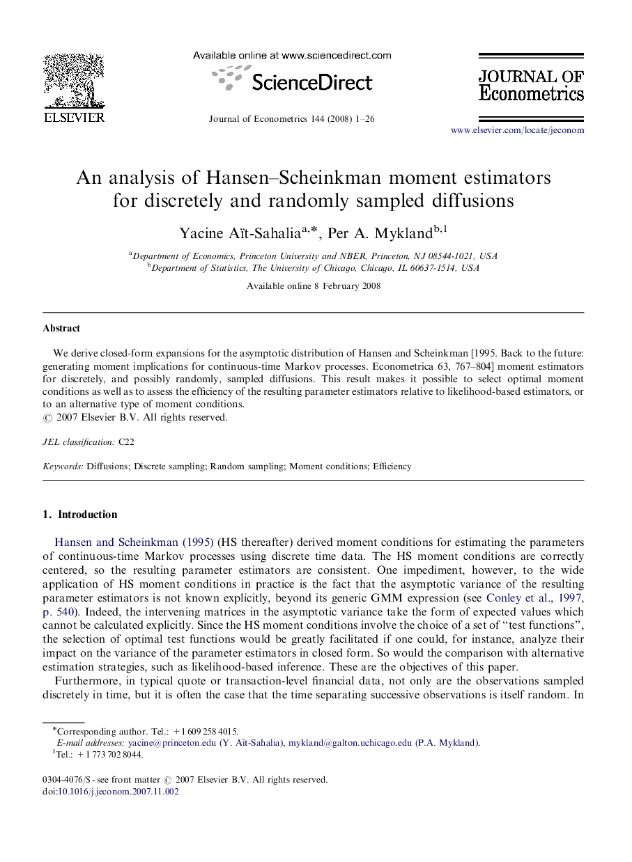 An analysis of Hansen-Scheinkman moment estimators for discretely and randomly sampled diffusions