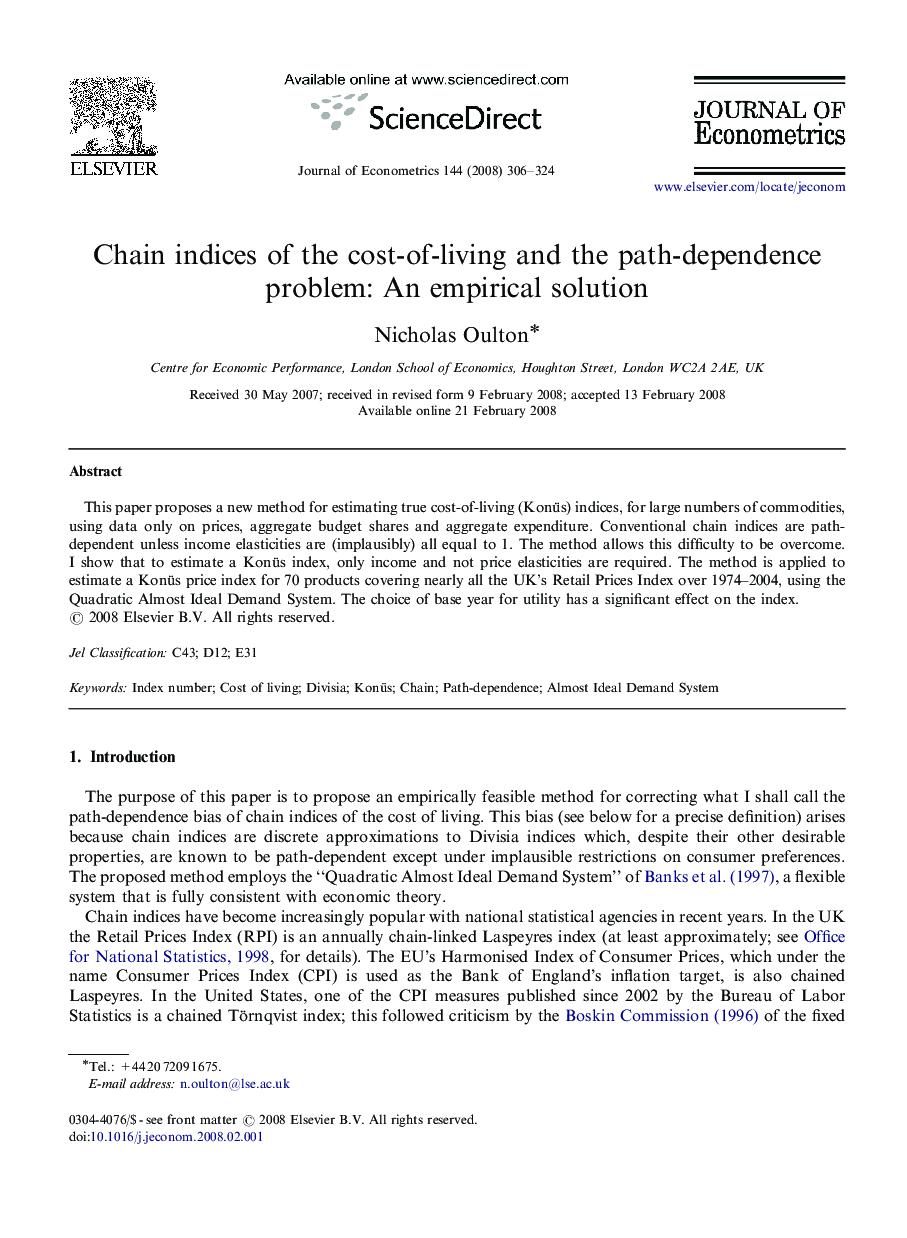 Chain indices of the cost-of-living and the path-dependence problem: An empirical solution