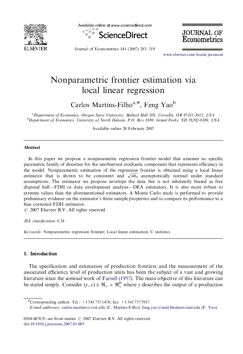 Nonparametric frontier estimation via local linear regression