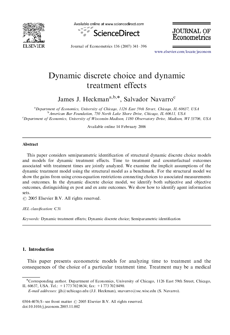 Dynamic discrete choice and dynamic treatment effects