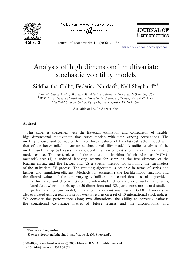 Analysis of high dimensional multivariate stochastic volatility models