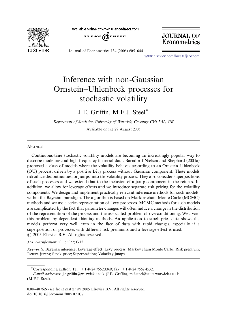 Inference with non-Gaussian Ornstein-Uhlenbeck processes for stochastic volatility