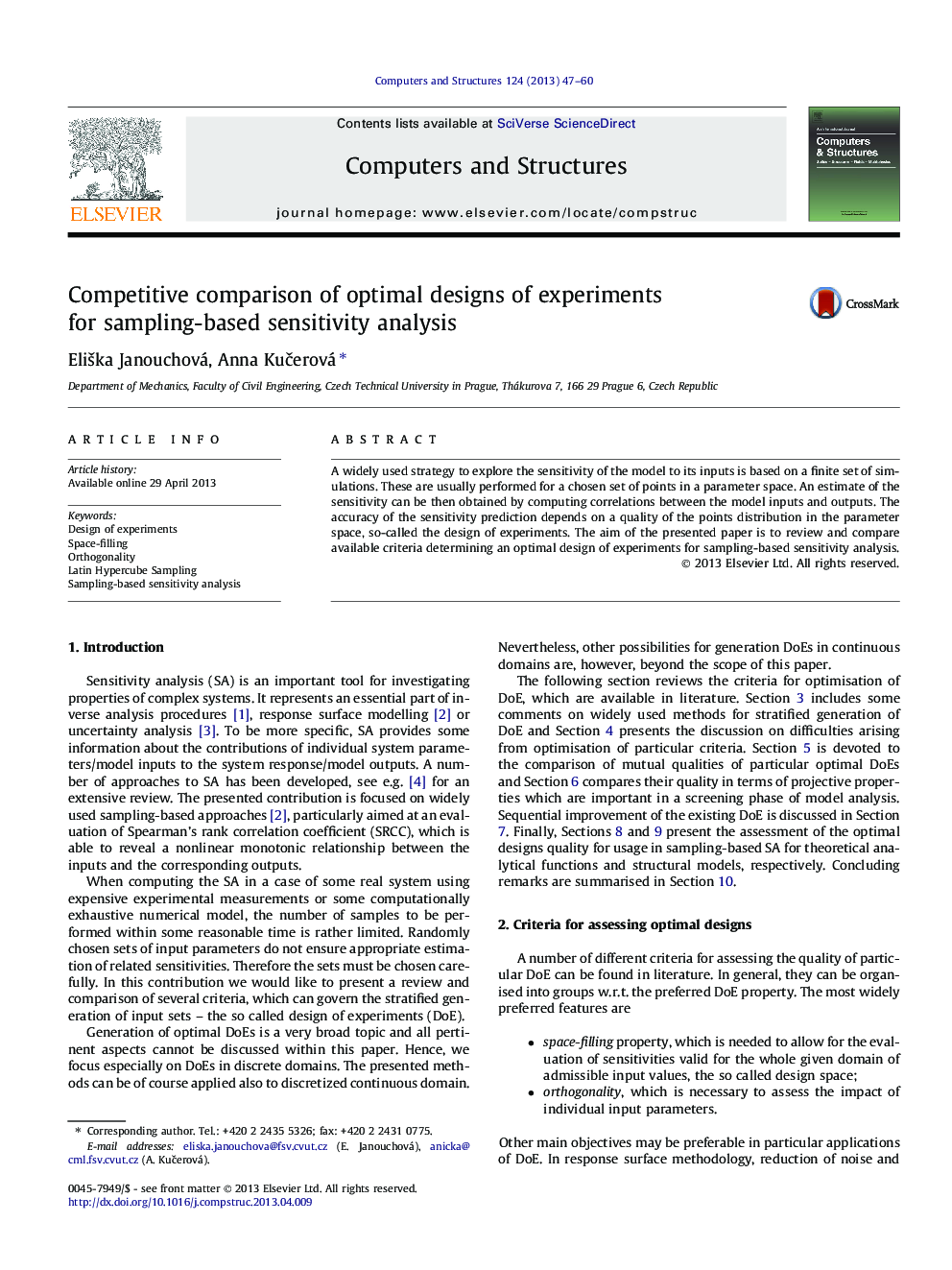 Competitive comparison of optimal designs of experiments for sampling-based sensitivity analysis