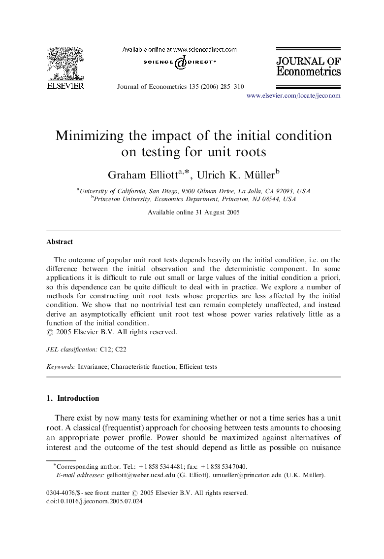 Minimizing the impact of the initial condition on testing for unit roots