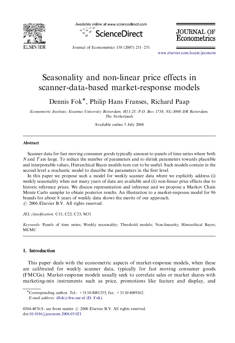 Seasonality and non-linear price effects in scanner-data-based market-response models