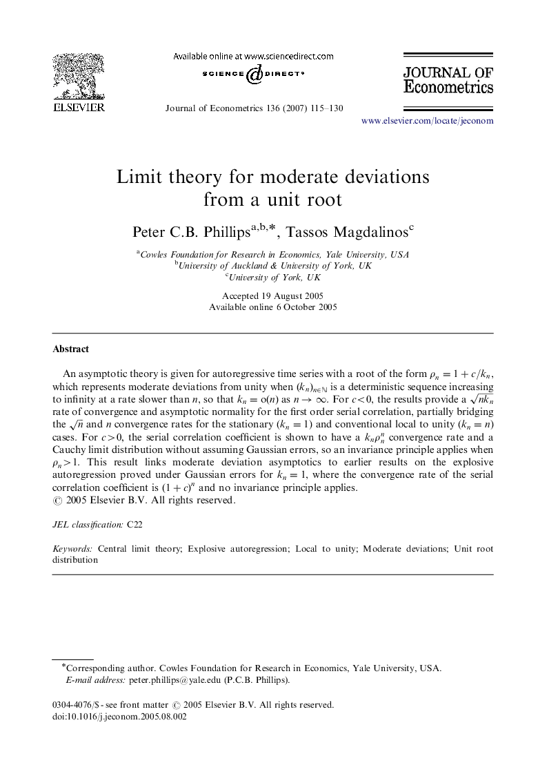 Limit theory for moderate deviations from a unit root