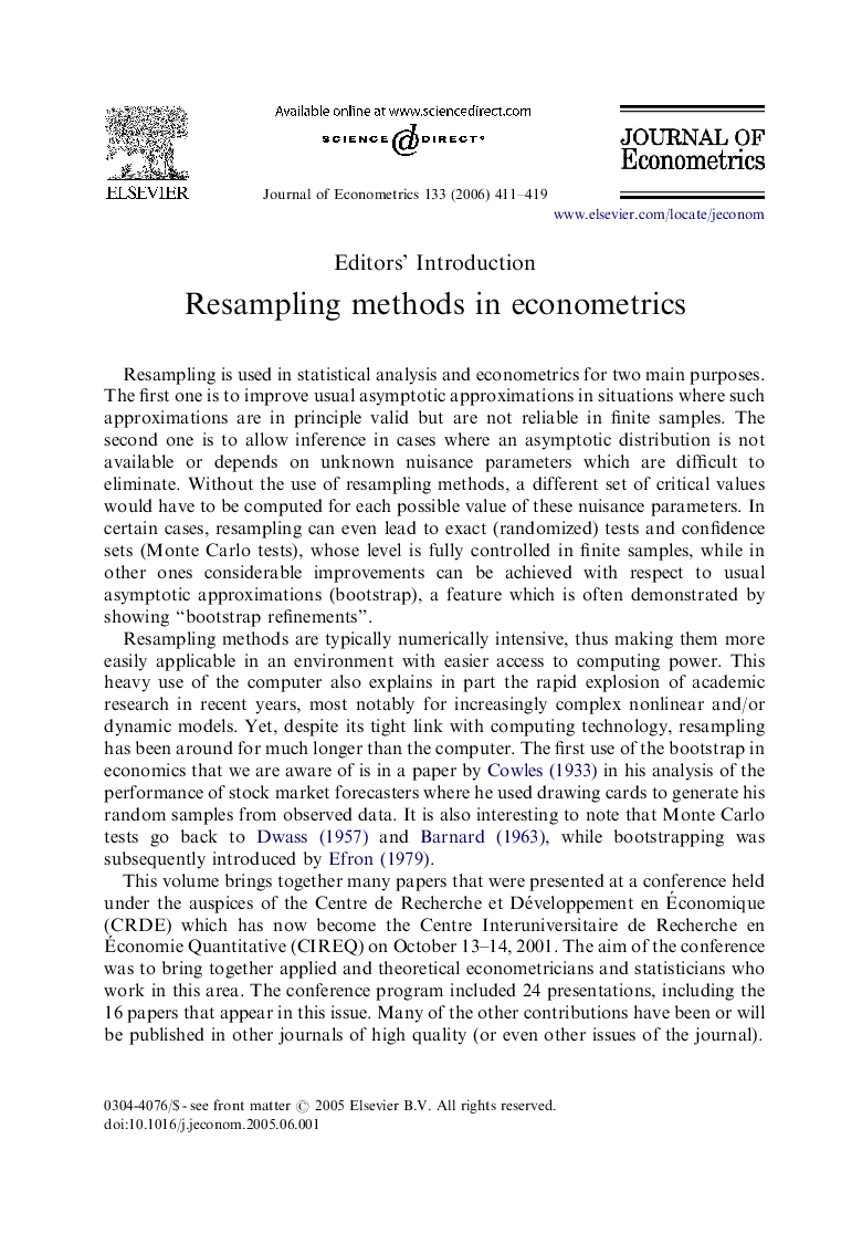 Resampling methods in econometrics