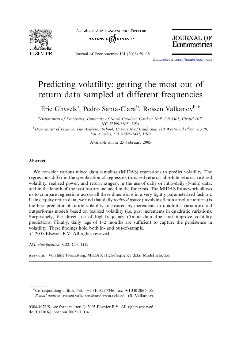 Predicting volatility: getting the most out of return data sampled at different frequencies