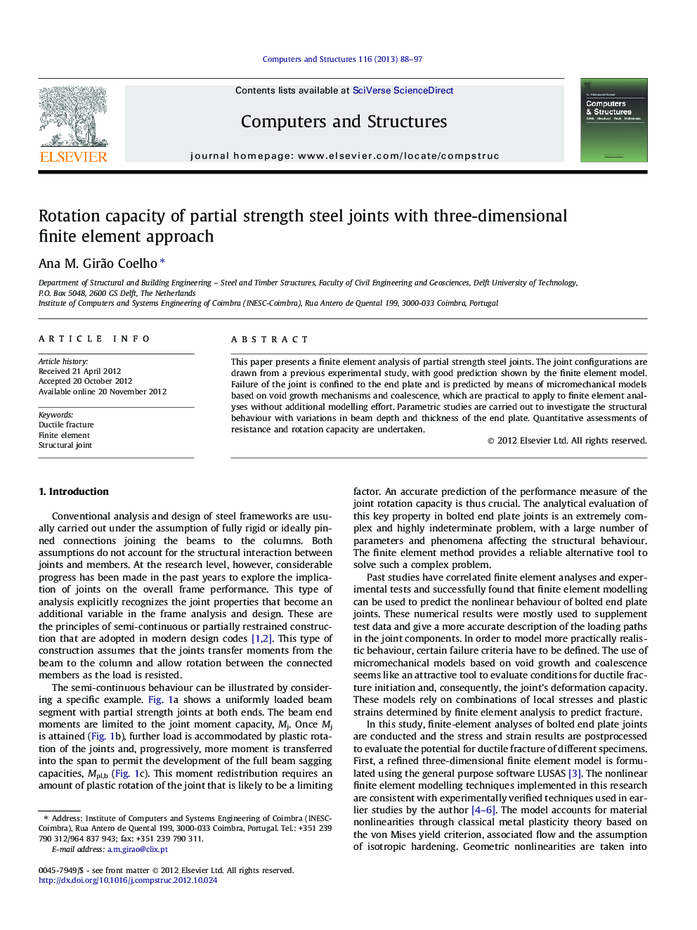 Rotation capacity of partial strength steel joints with three-dimensional finite element approach