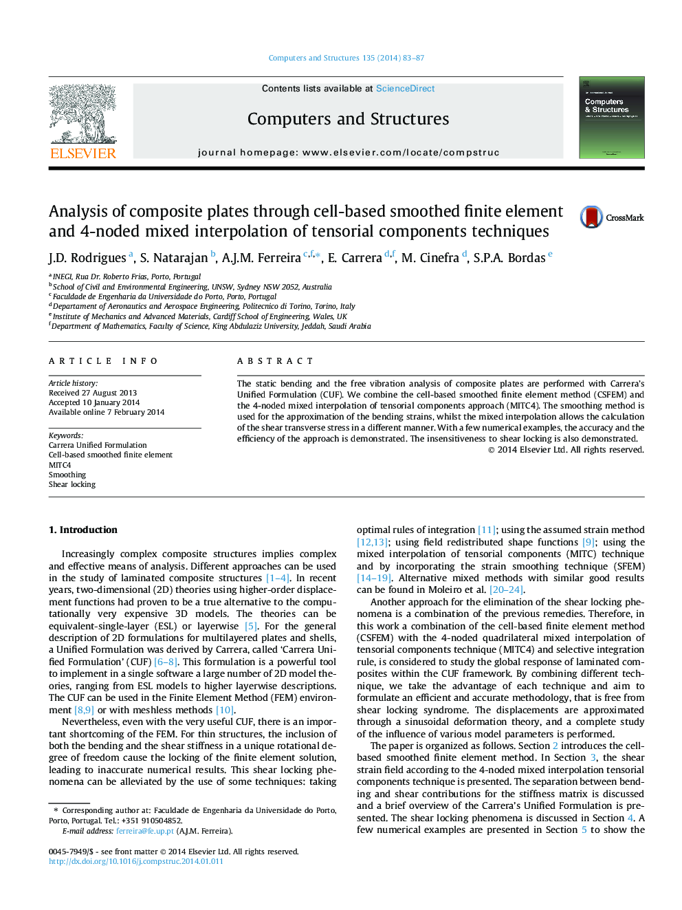 Analysis of composite plates through cell-based smoothed finite element and 4-noded mixed interpolation of tensorial components techniques