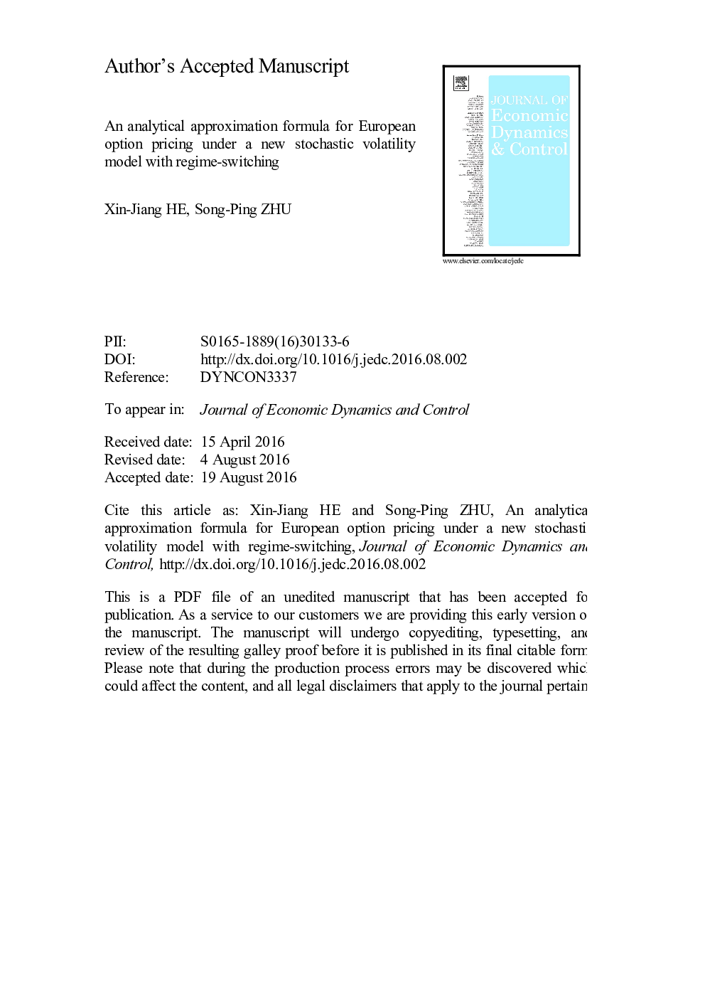 An analytical approximation formula for European option pricing under a new stochastic volatility model with regime-switching