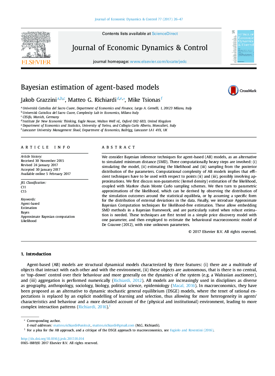 Bayesian estimation of agent-based models