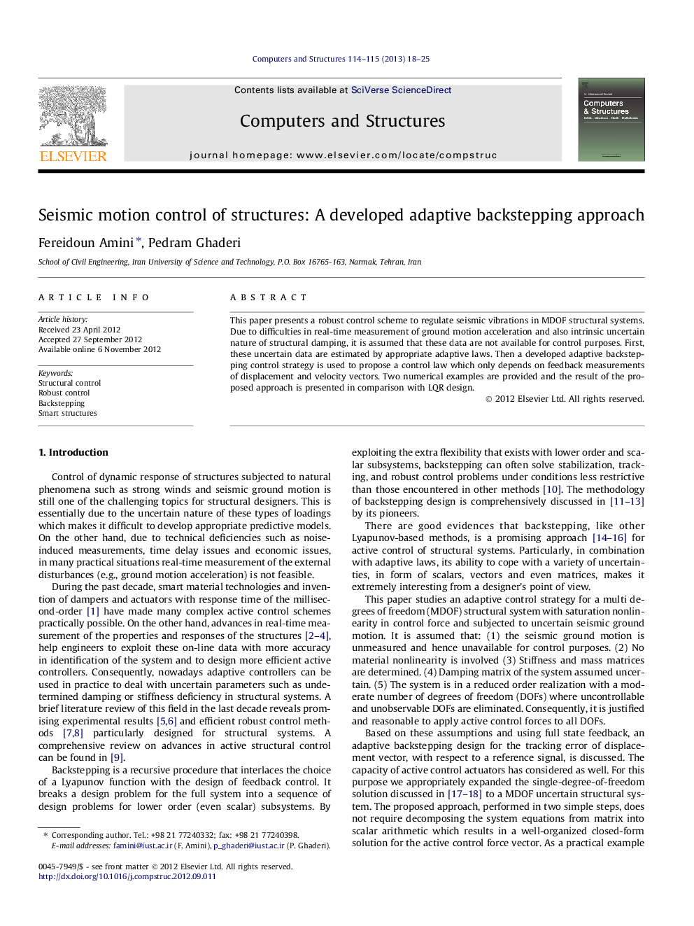 Seismic motion control of structures: A developed adaptive backstepping approach