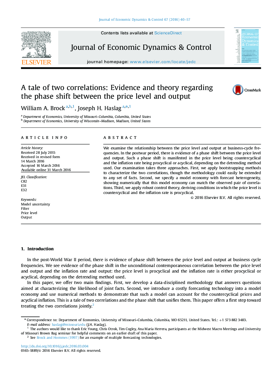 A tale of two correlations: Evidence and theory regarding the phase shift between the price level and output