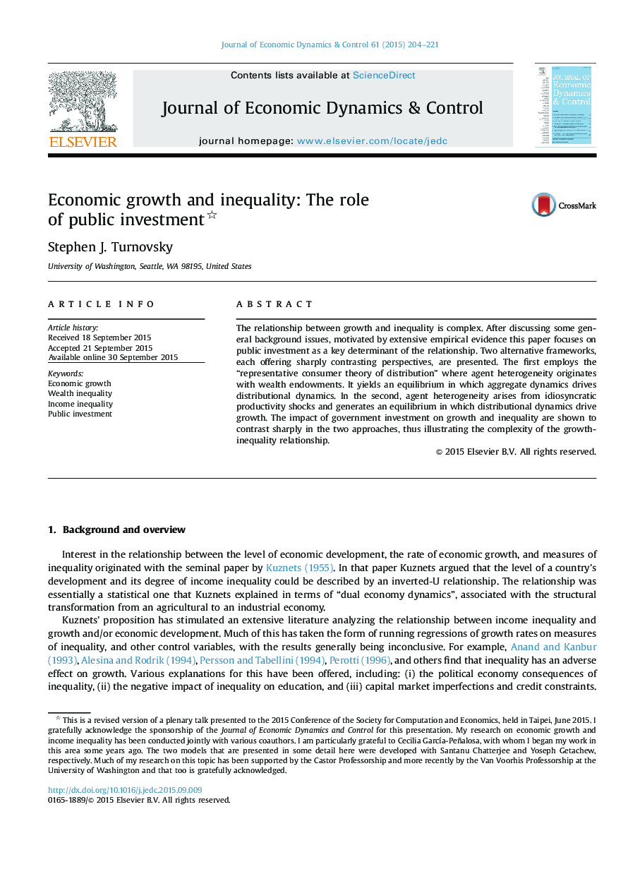 Economic growth and inequality: The role of public investment