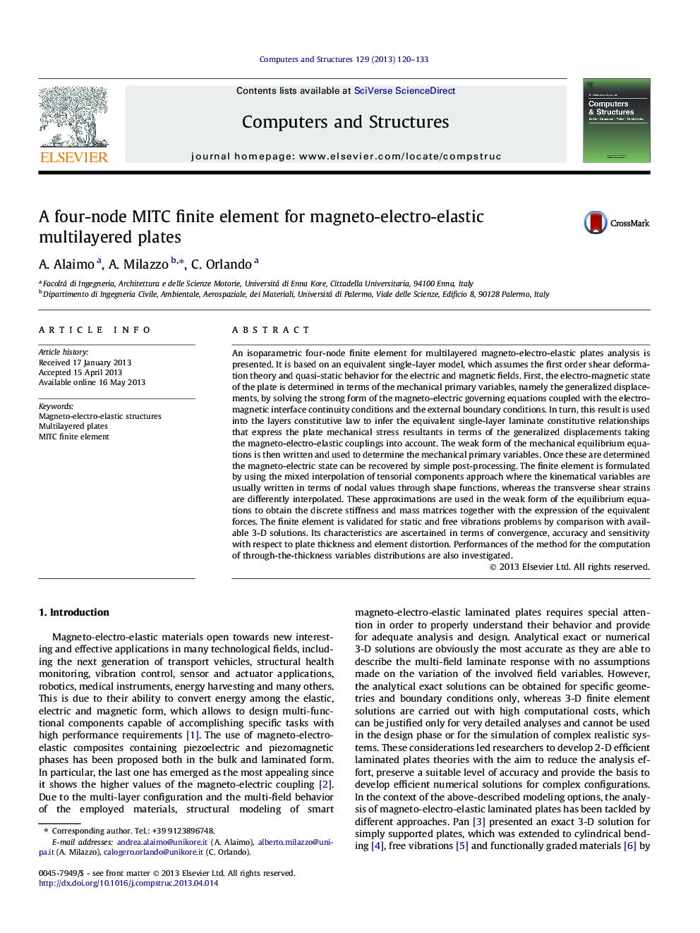 A four-node MITC finite element for magneto-electro-elastic multilayered plates