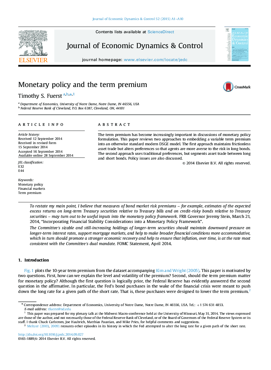 Monetary policy and the term premium