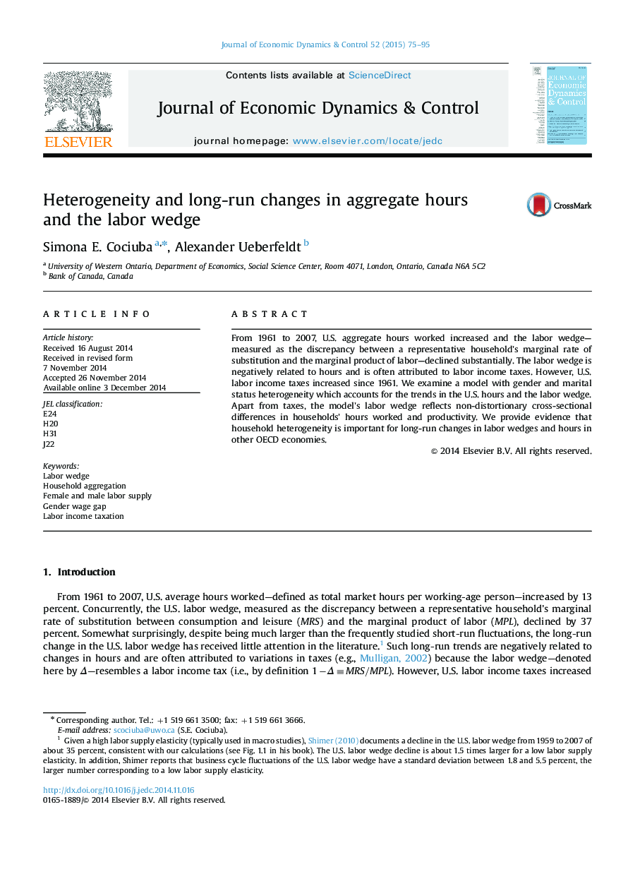 Heterogeneity and long-run changes in aggregate hours and the labor wedge