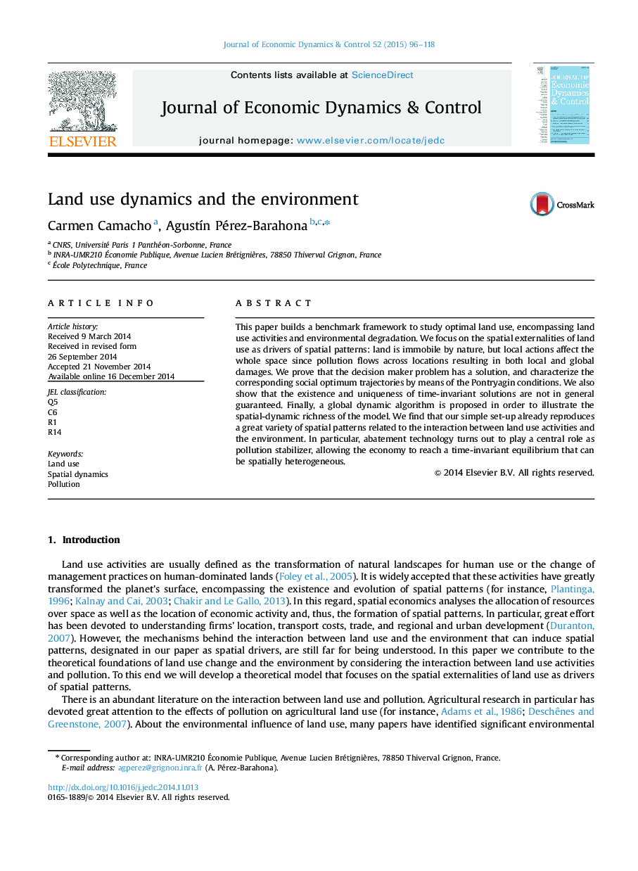 Land use dynamics and the environment