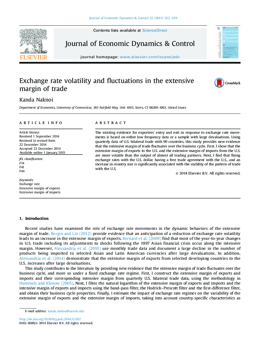 Exchange rate volatility and fluctuations in the extensive margin of trade