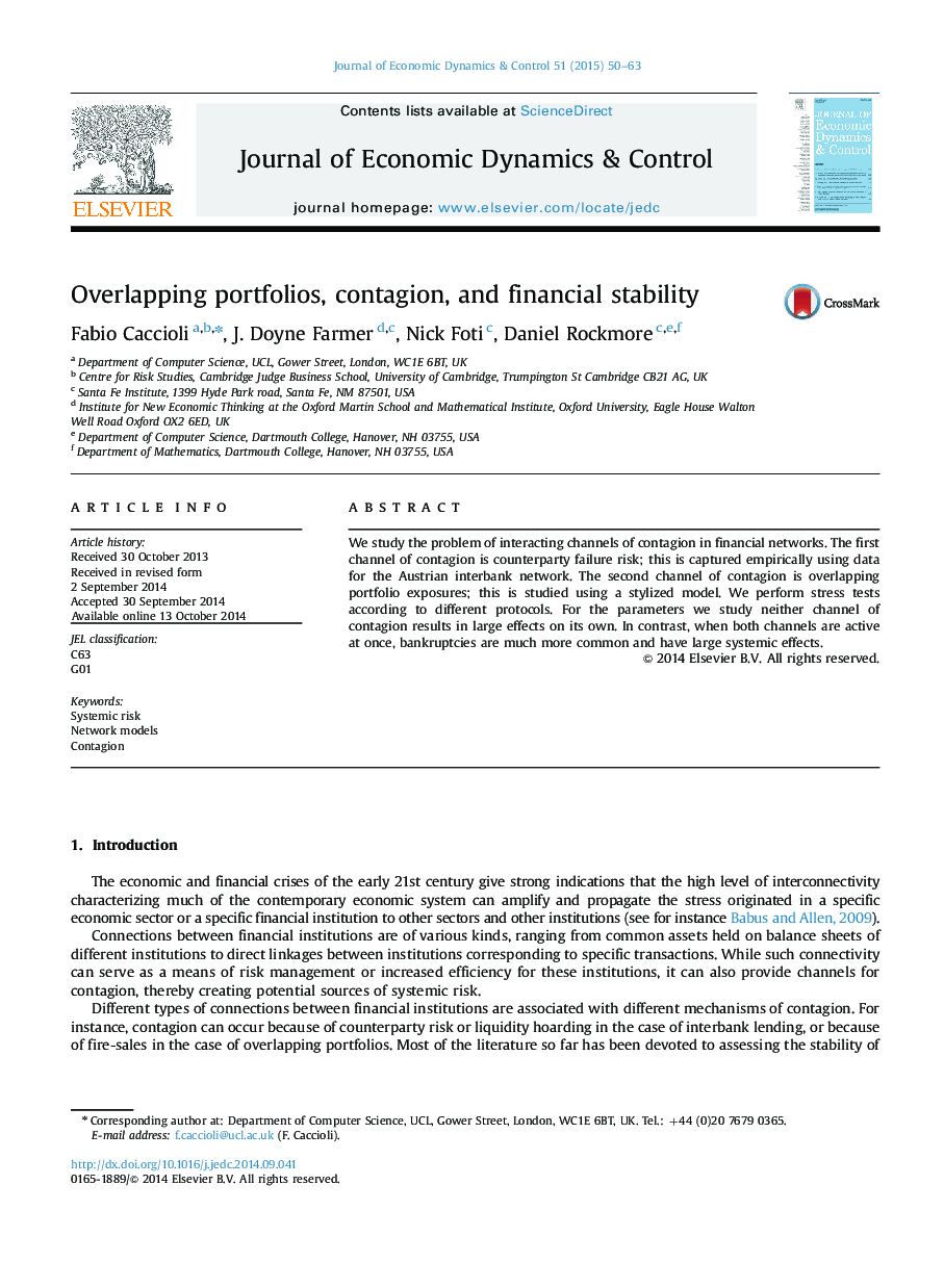 Overlapping portfolios, contagion, and financial stability