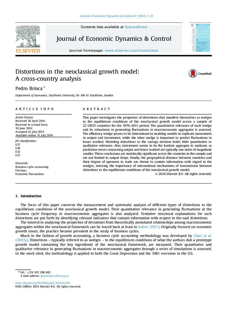 Distortions in the neoclassical growth model: A cross-country analysis
