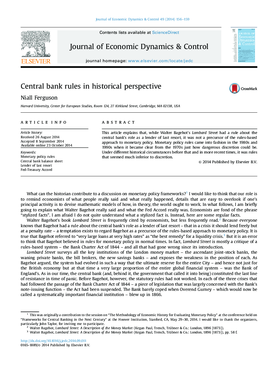 Central bank rules in historical perspective