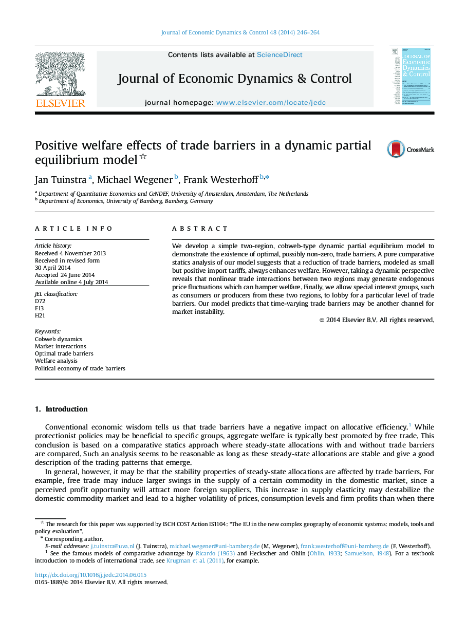 Positive welfare effects of trade barriers in a dynamic partial equilibrium model