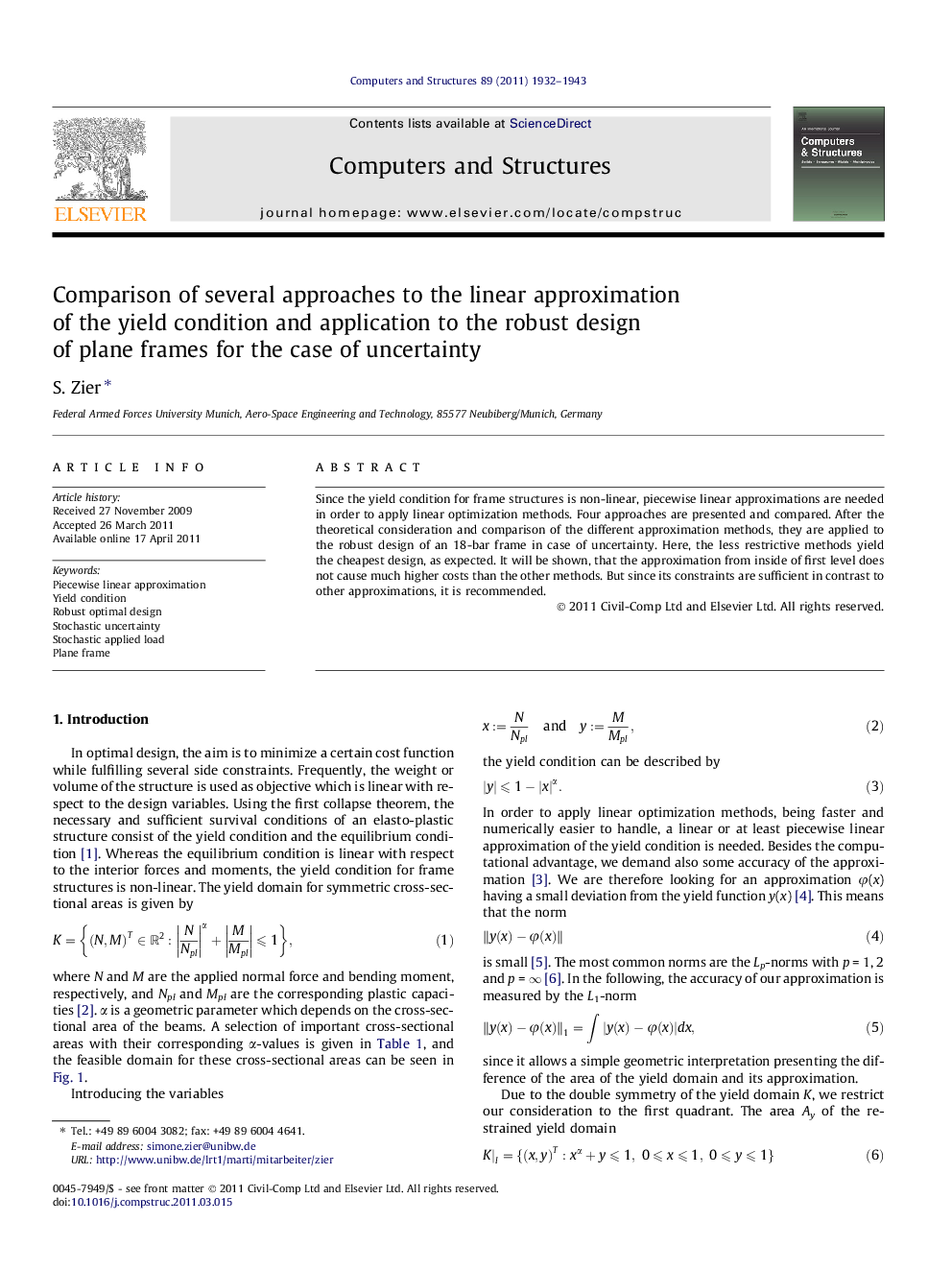 Comparison of several approaches to the linear approximation of the yield condition and application to the robust design of plane frames for the case of uncertainty