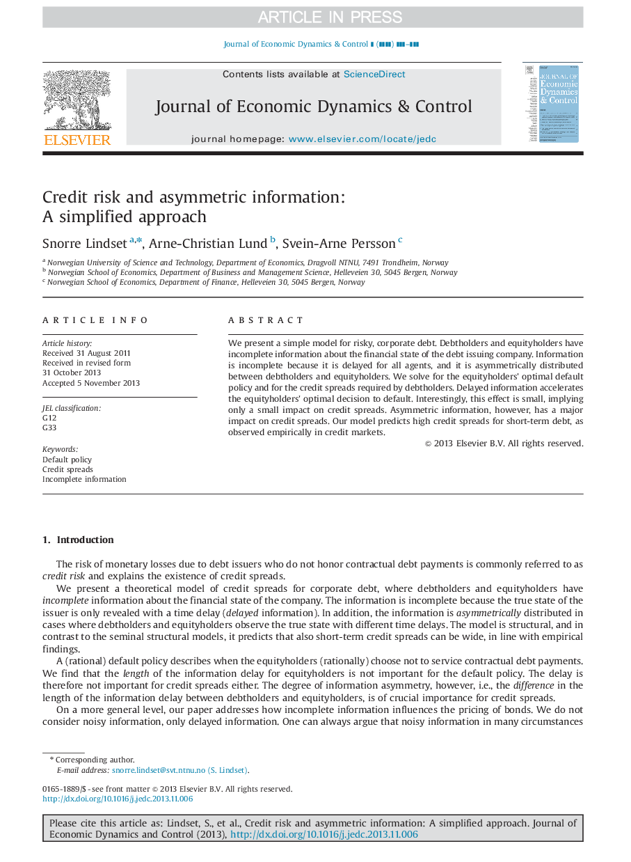 Credit risk and asymmetric information: A simplified approach