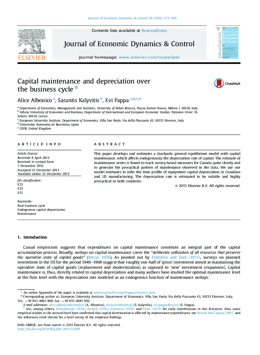 Capital maintenance and depreciation over the business cycle