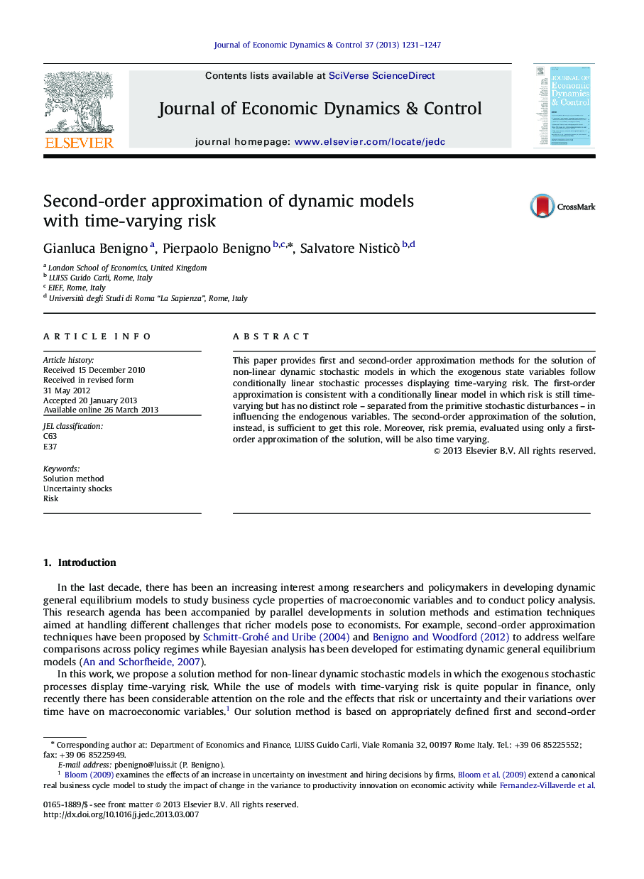 Second-order approximation of dynamic models with time-varying risk