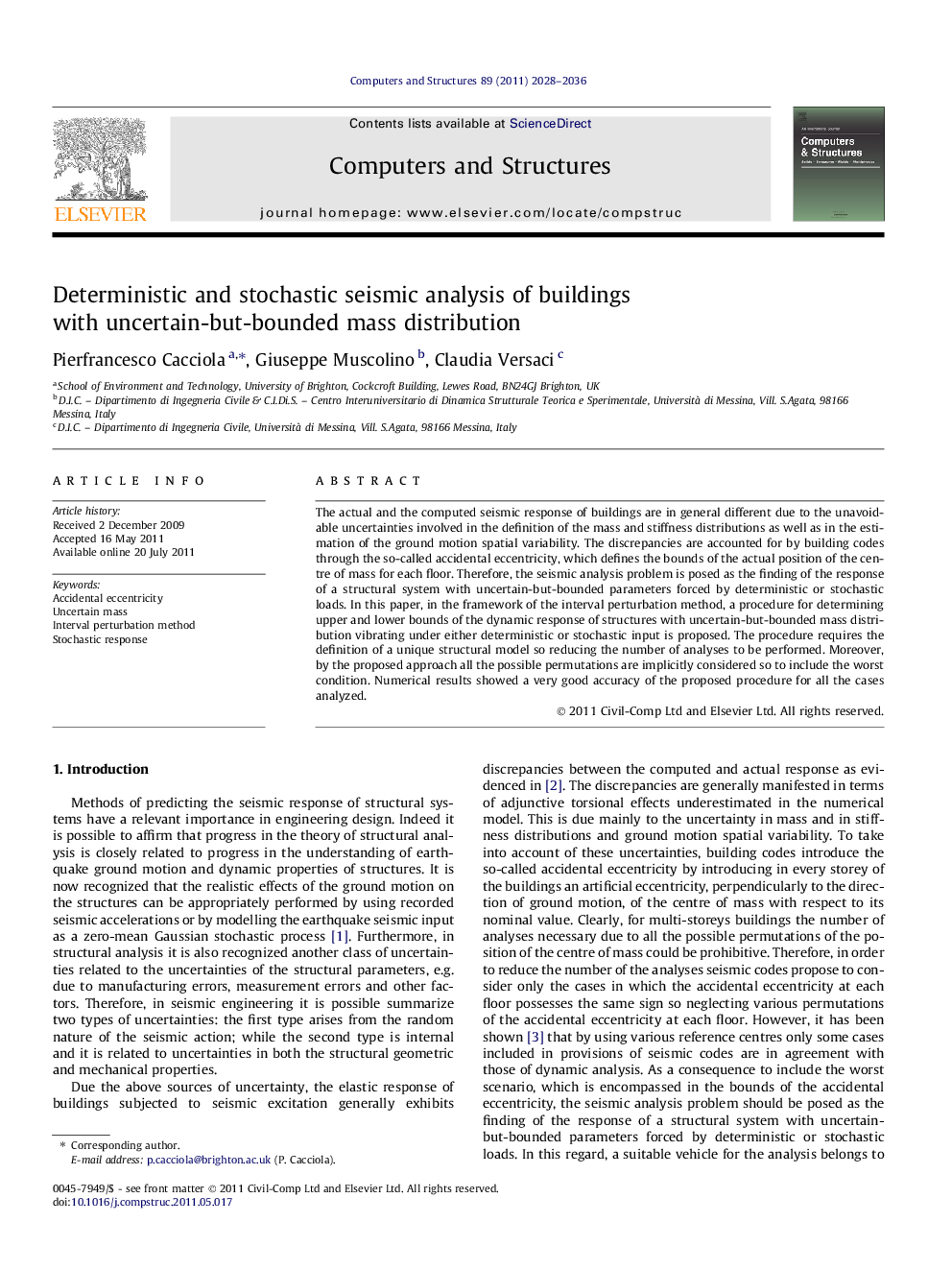 Deterministic and stochastic seismic analysis of buildings with uncertain-but-bounded mass distribution