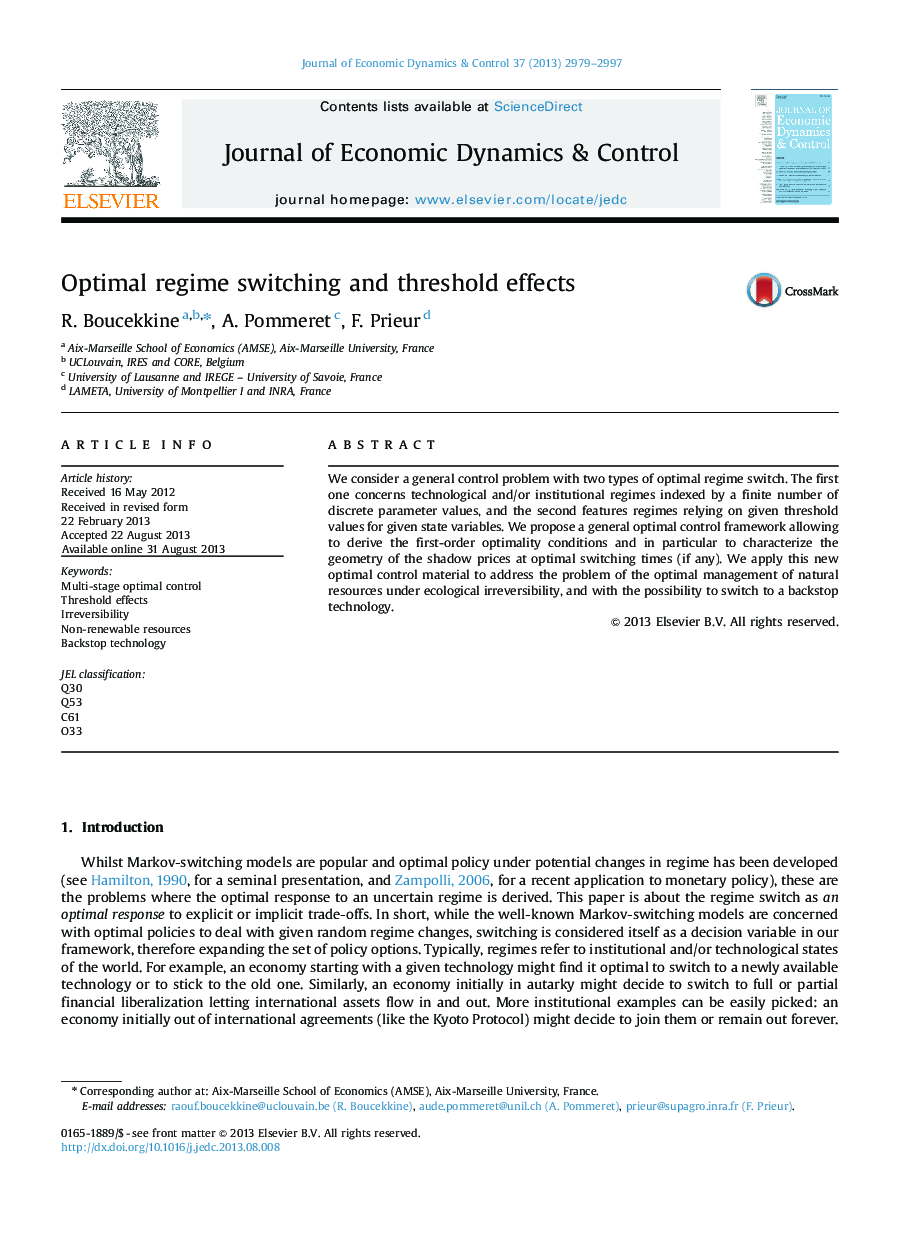 Optimal regime switching and threshold effects