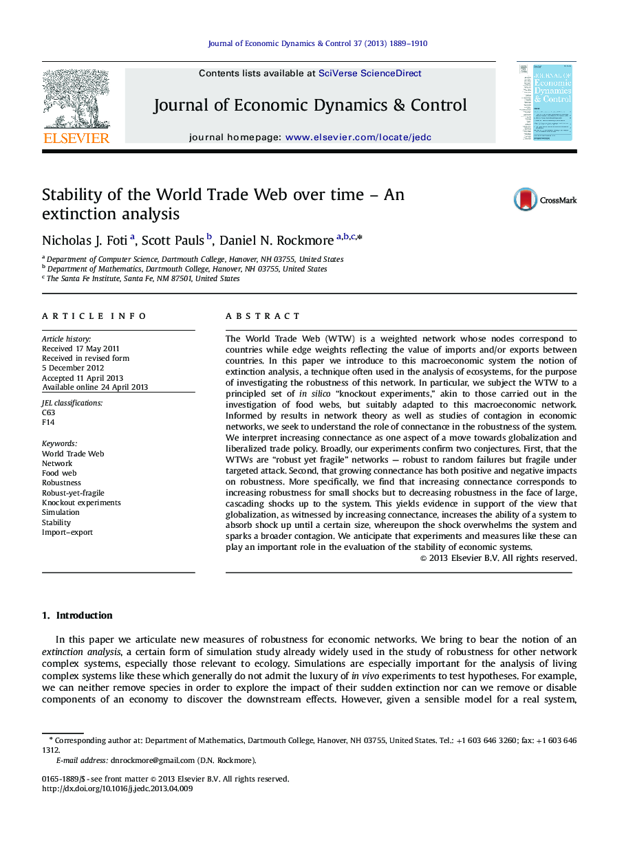 Stability of the World Trade Web over time - An extinction analysis