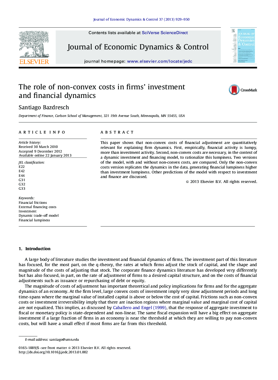 The role of non-convex costs in firms' investment and financial dynamics
