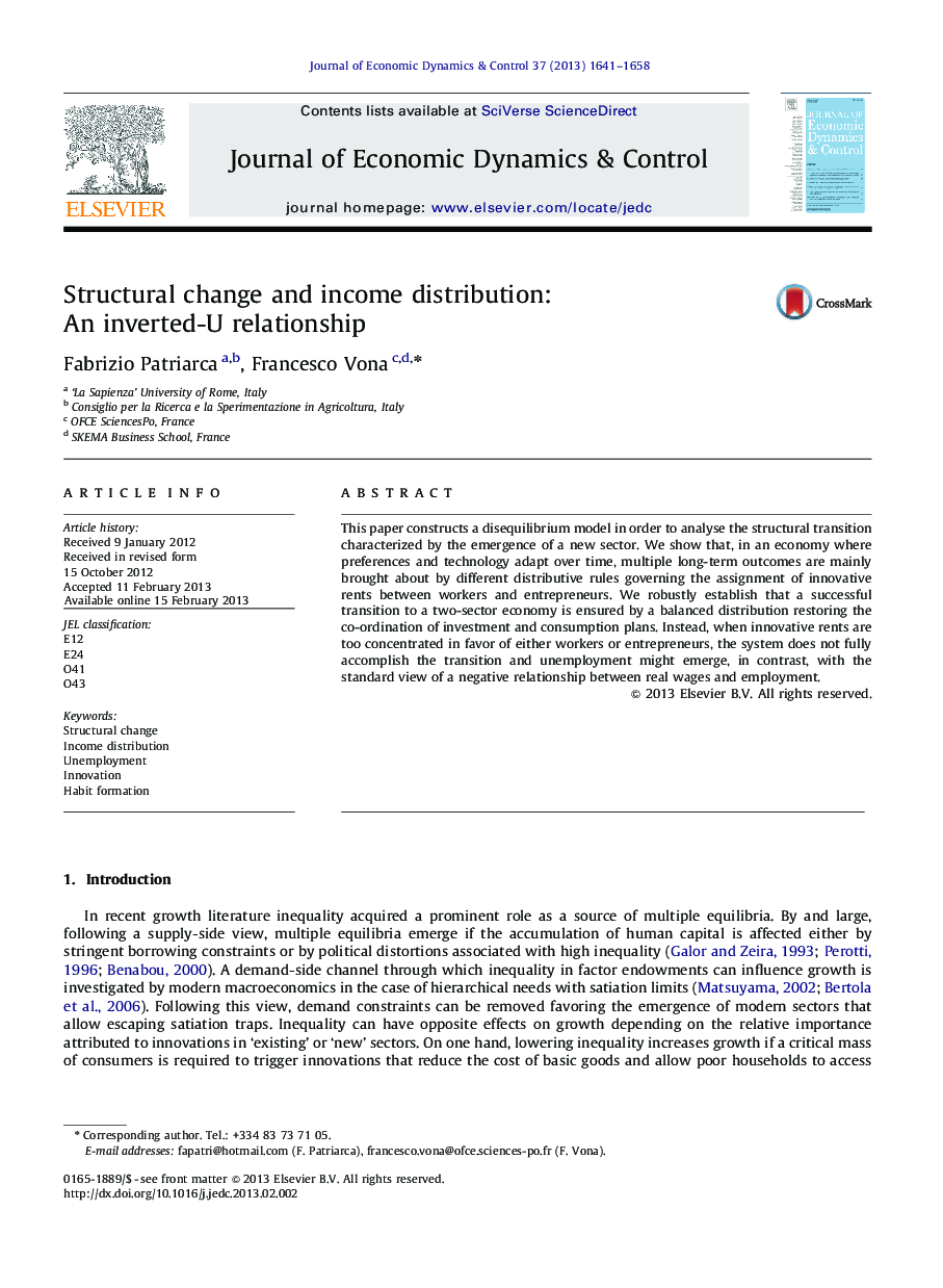 Structural change and income distribution: An inverted-U relationship