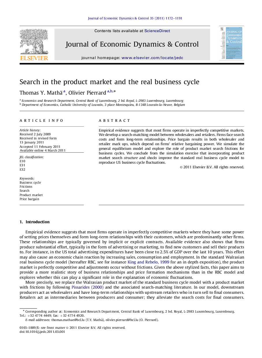 Search in the product market and the real business cycle