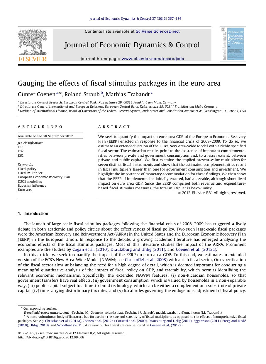 Gauging the effects of fiscal stimulus packages in the euro area