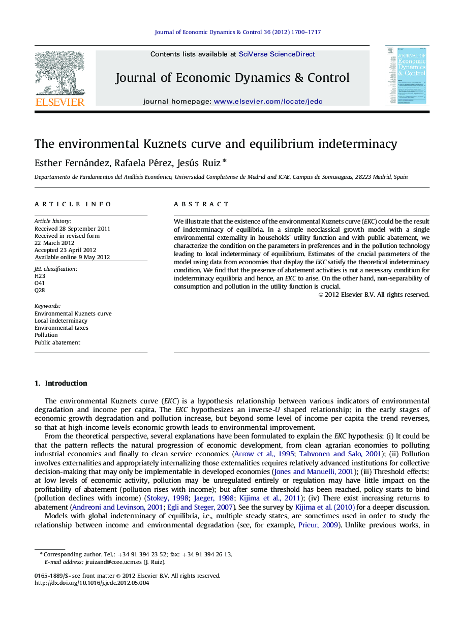 The environmental Kuznets curve and equilibrium indeterminacy