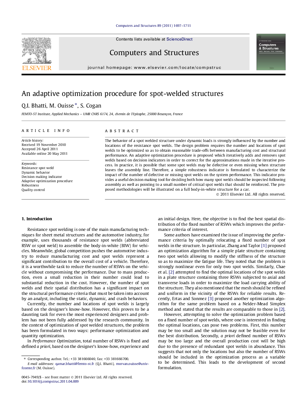 An adaptive optimization procedure for spot-welded structures