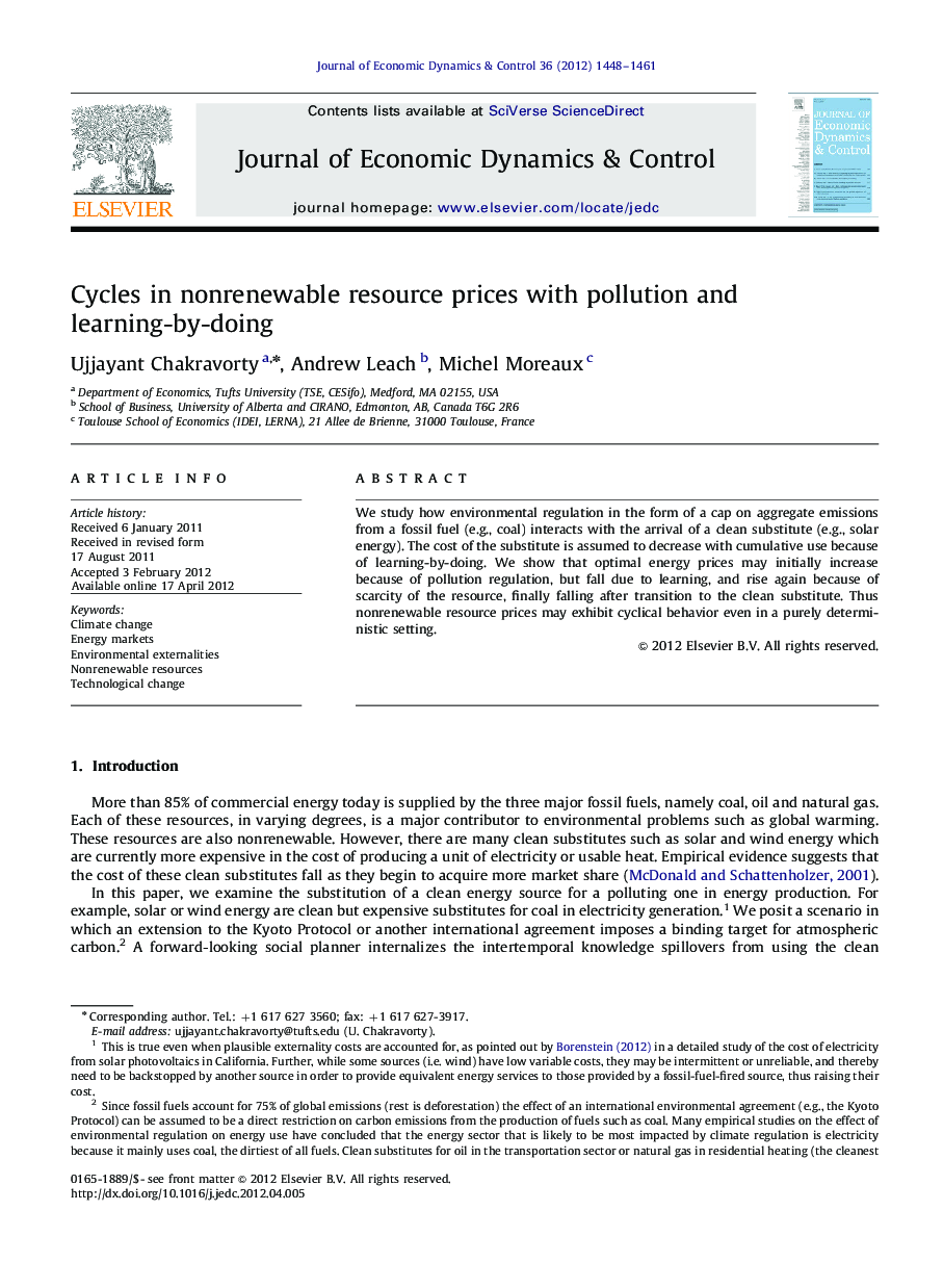 Cycles in nonrenewable resource prices with pollution and learning-by-doing