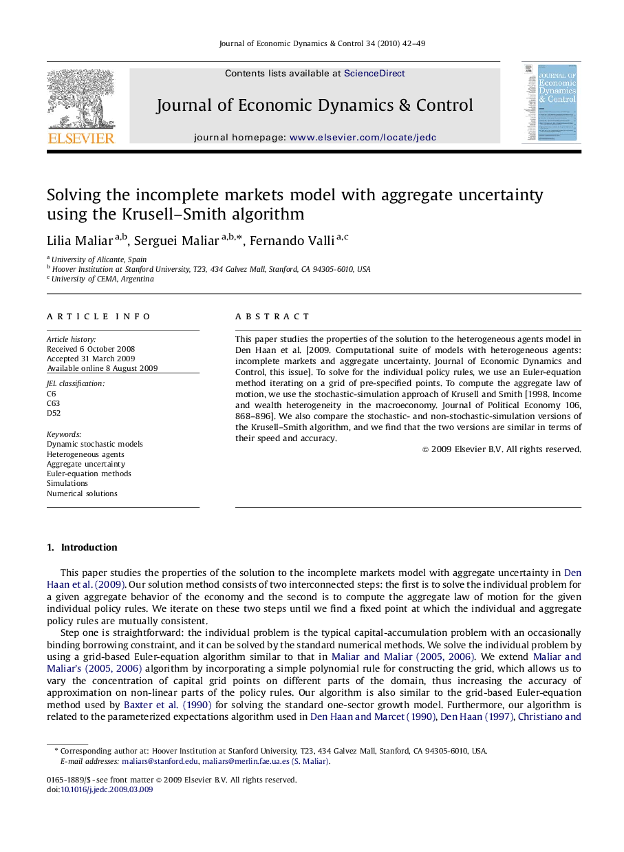 Solving the incomplete markets model with aggregate uncertainty using the Krusell-Smith algorithm