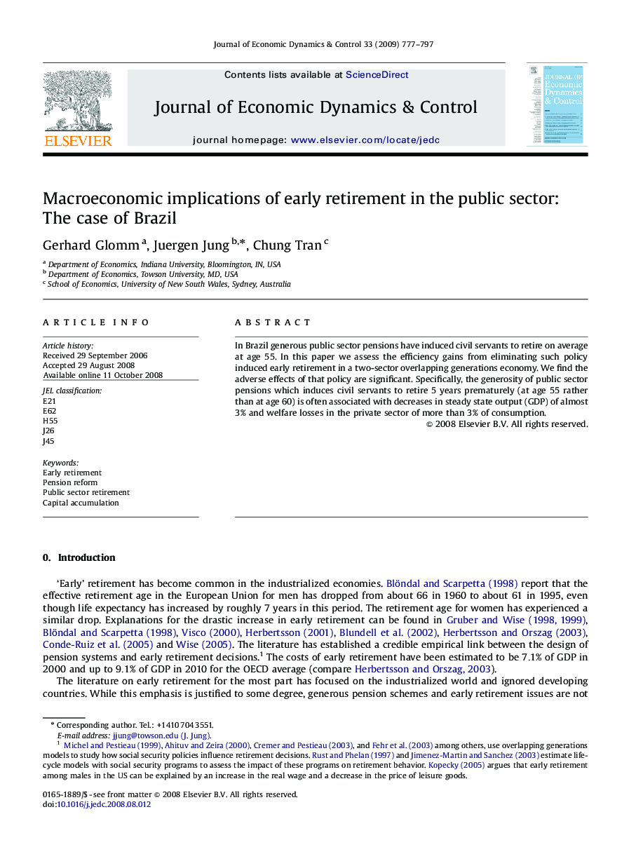 Macroeconomic implications of early retirement in the public sector: The case of Brazil