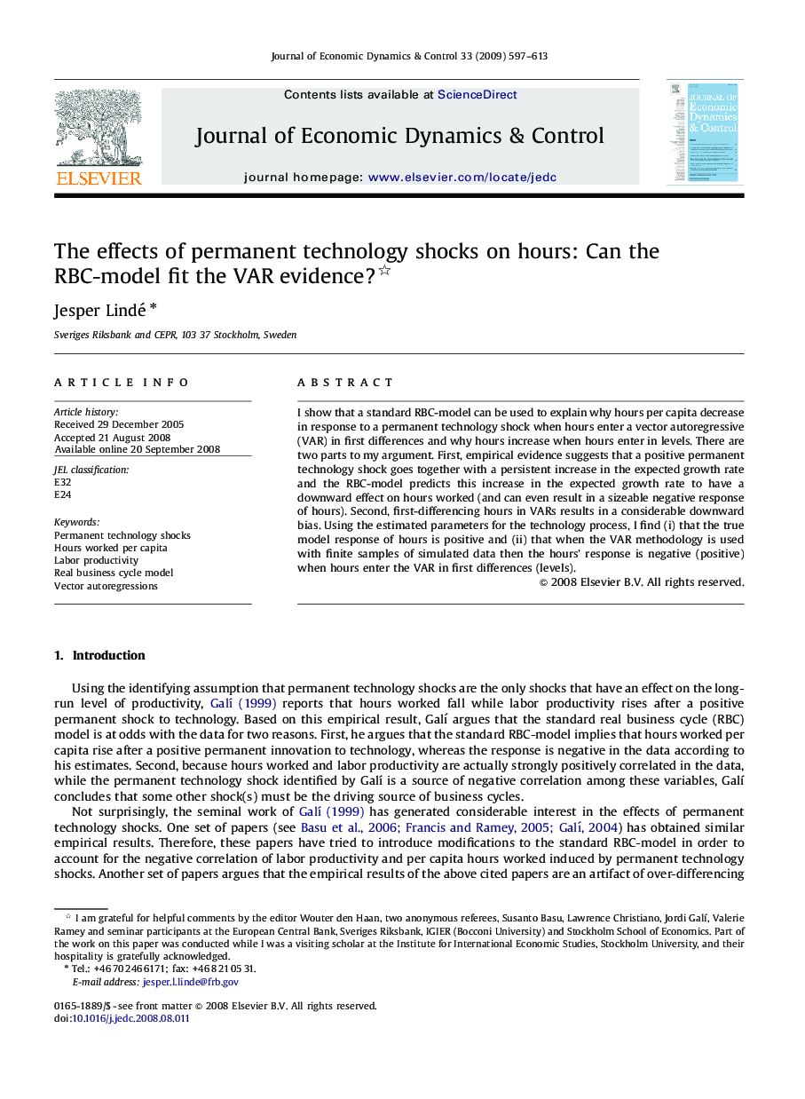 The effects of permanent technology shocks on hours: Can the RBC-model fit the VAR evidence?